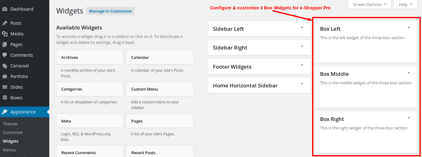 e-Shopper Pro - Blog Drag & Drop elements - Widgets Configure e-Shopper Pro - Blog Drag & Drop elements - Widgets Configure