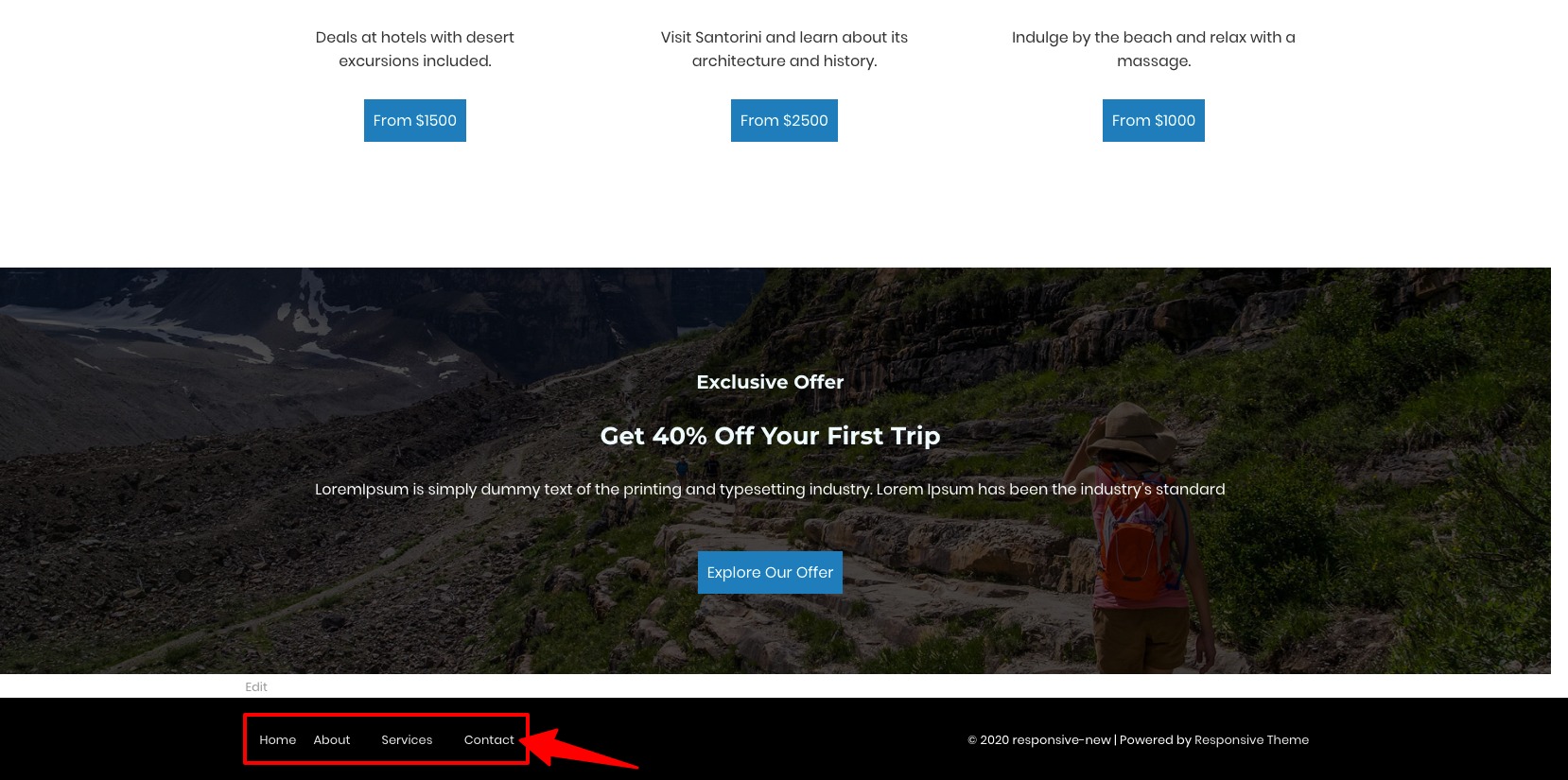 footer menu