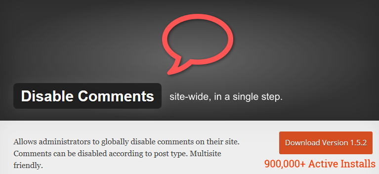 Disable Comments Plugin - Single step solution to disable comments in WordPress