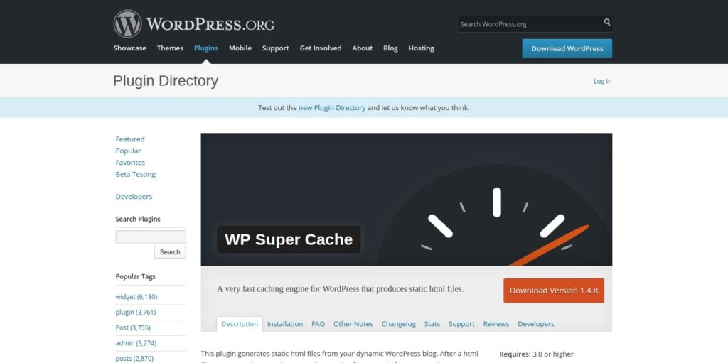 WP Super Cache Plugin