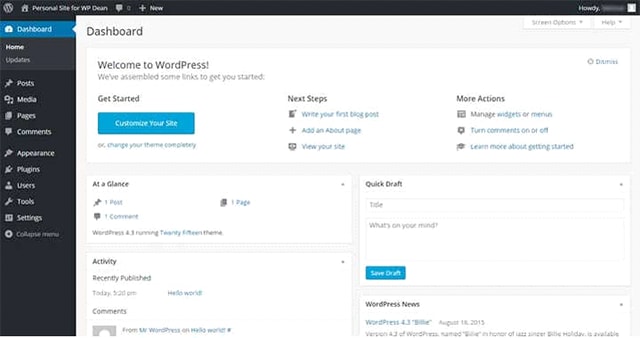 WordPress Dashboard