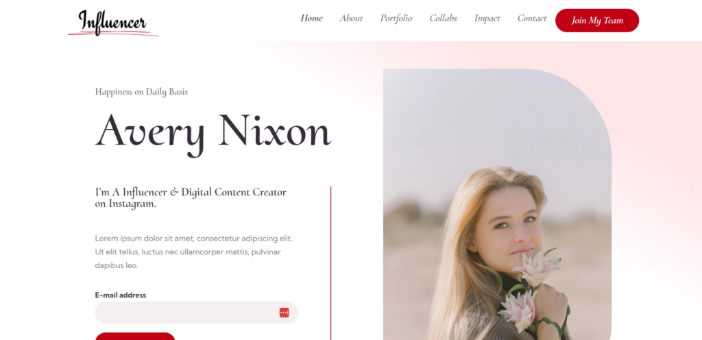 Influencer website template