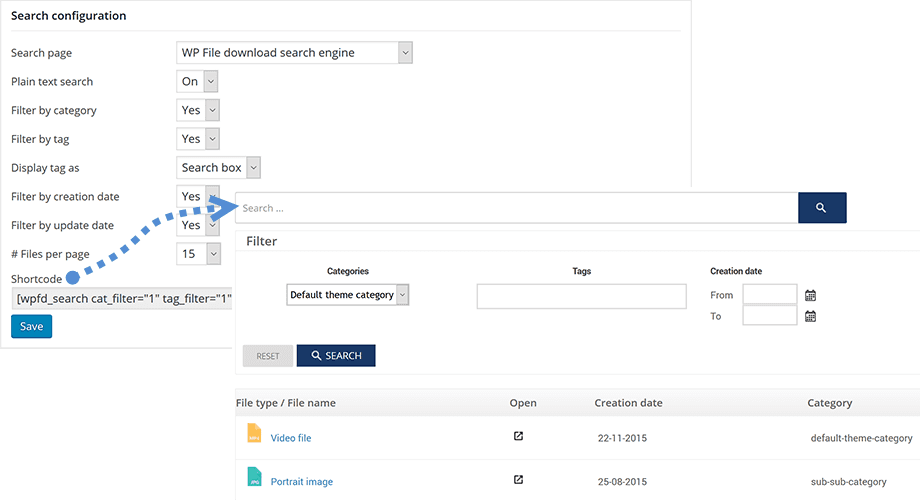Full text and filter search engine
