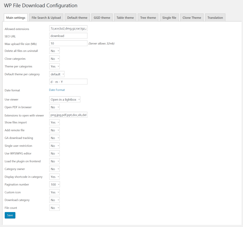 File Download Configuration