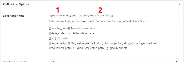 Destination URL