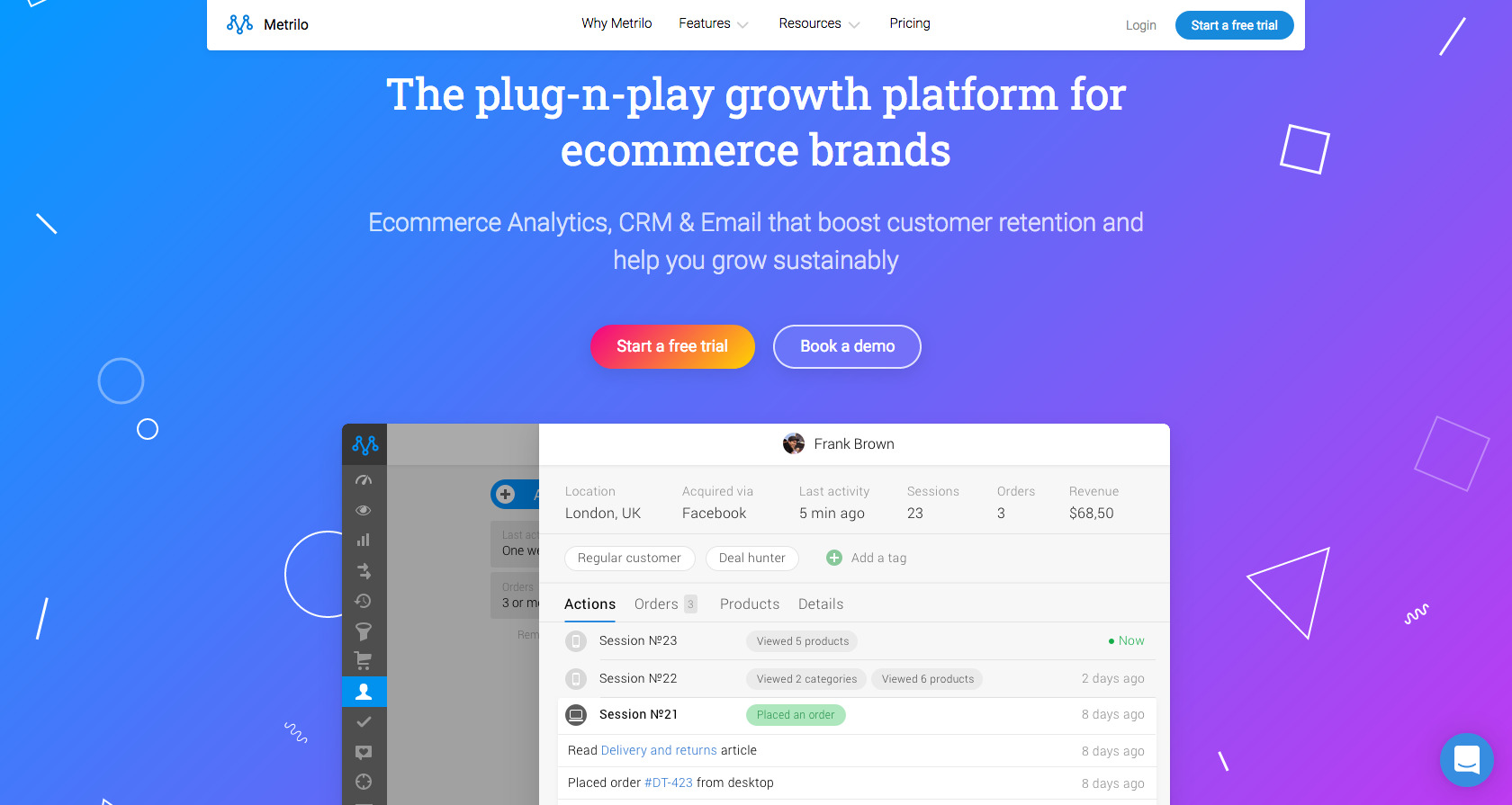 Metrilo- Web analytics tool
