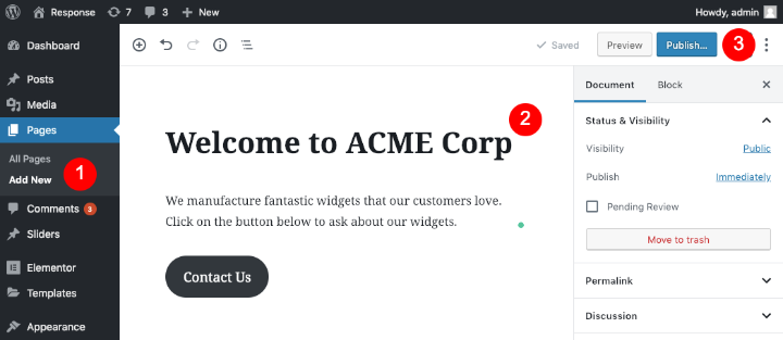 wordpress-create-static-homepage