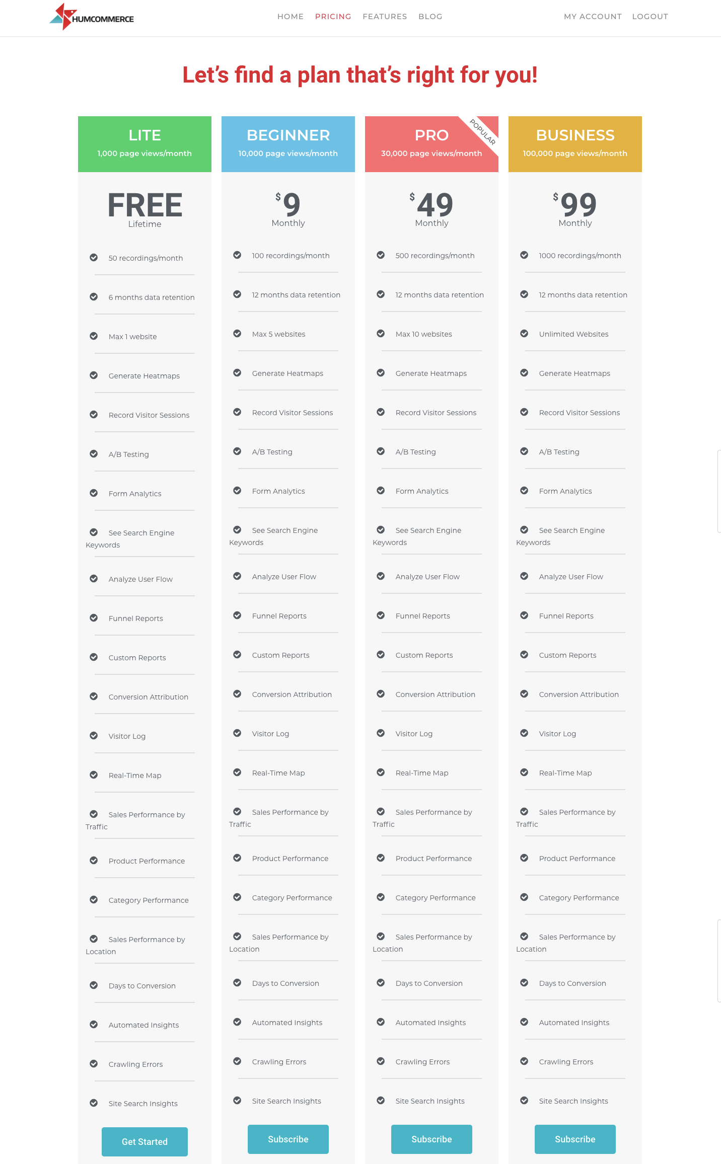Pricing-HumCommerce