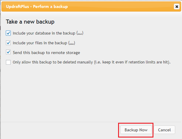 Click on Backup Now