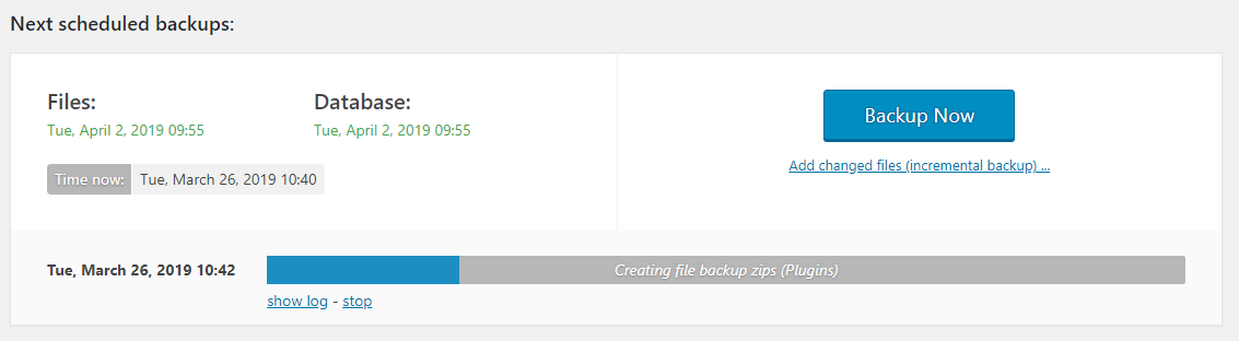 Next scheduled backup