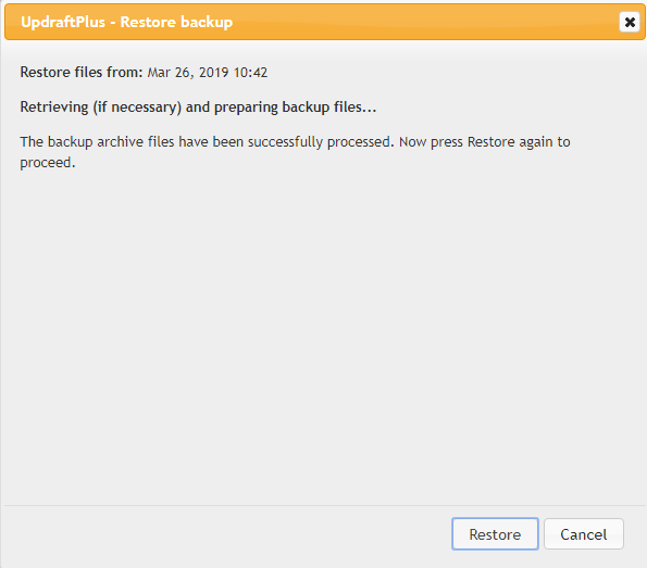 Click on restore