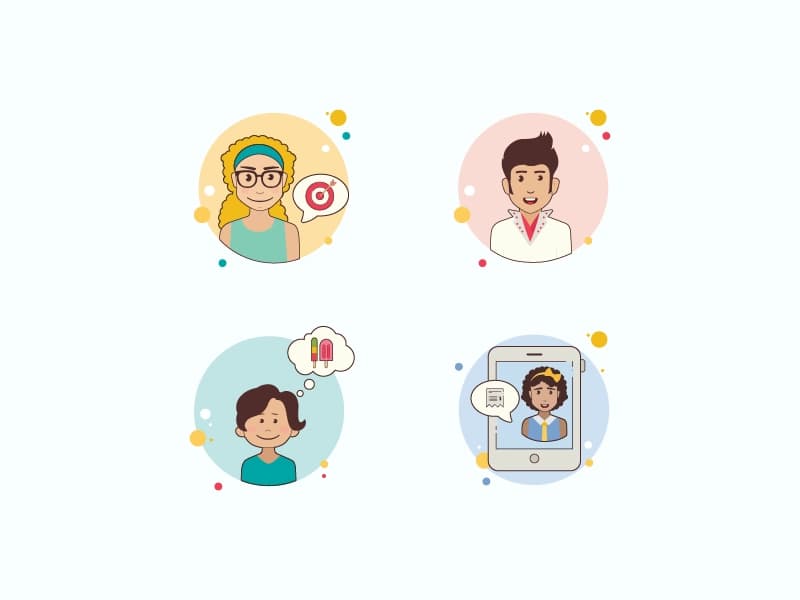 Characters in Circle Bubbles style