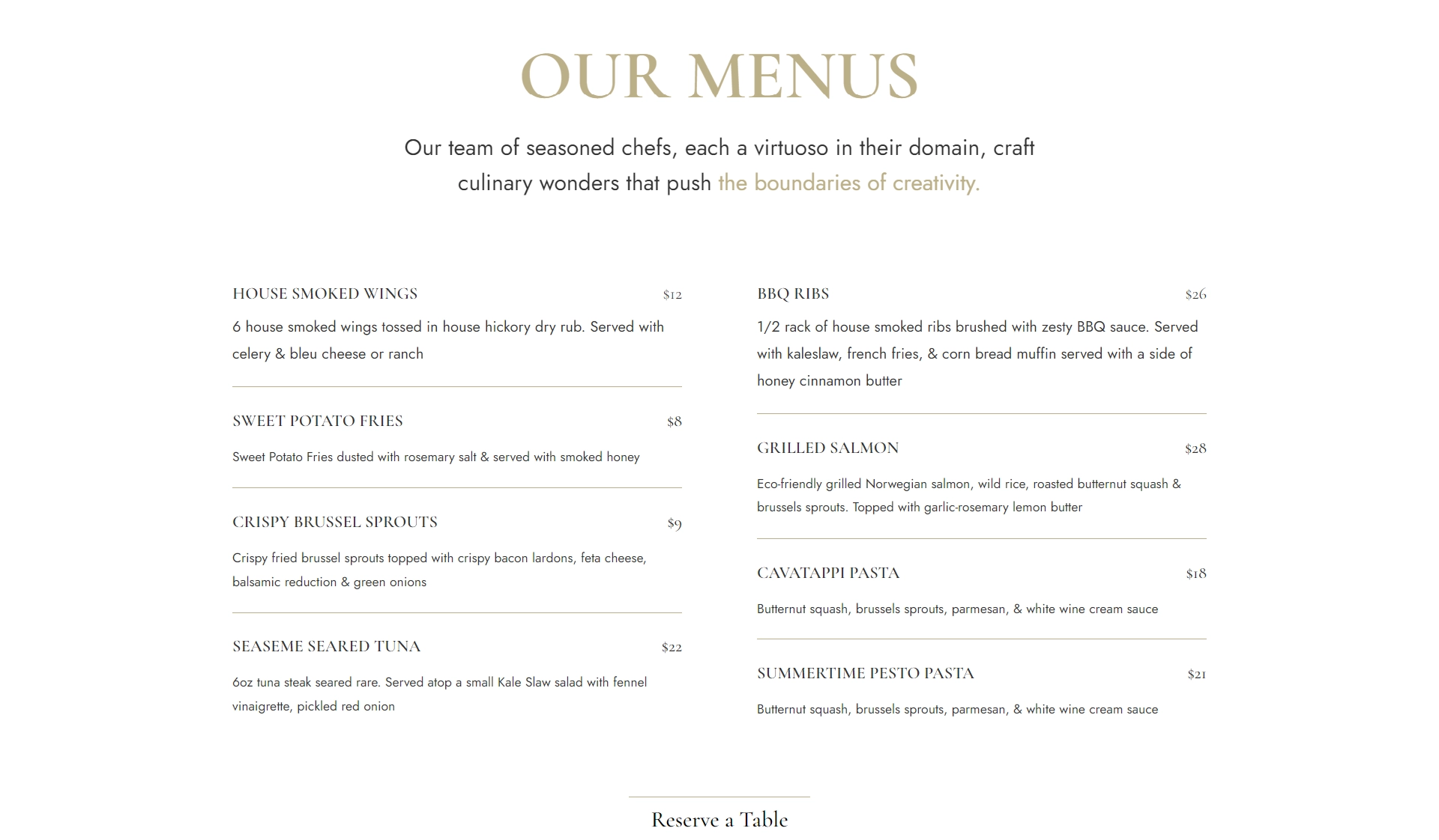 Food - Menu