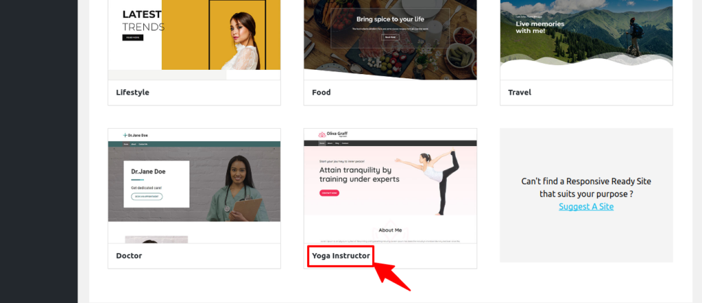 Import the ready site template