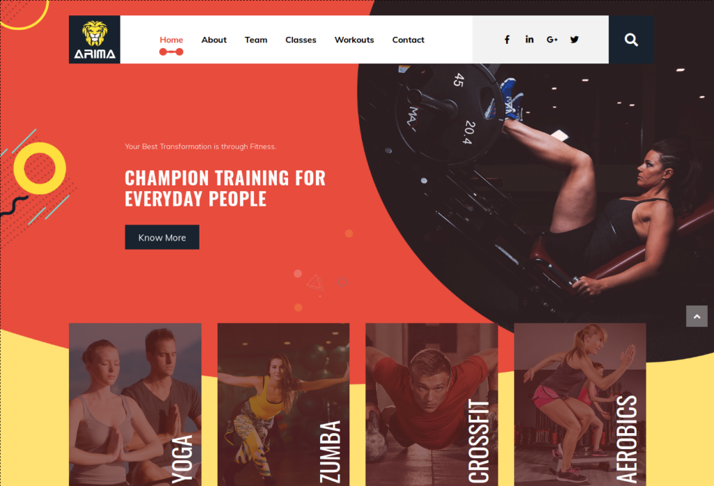 Arima fitness WordPress theme