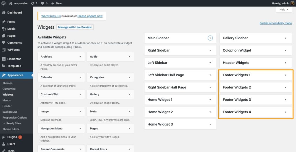 new widget areas
