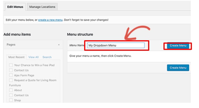 WordPress- create dropdown menu