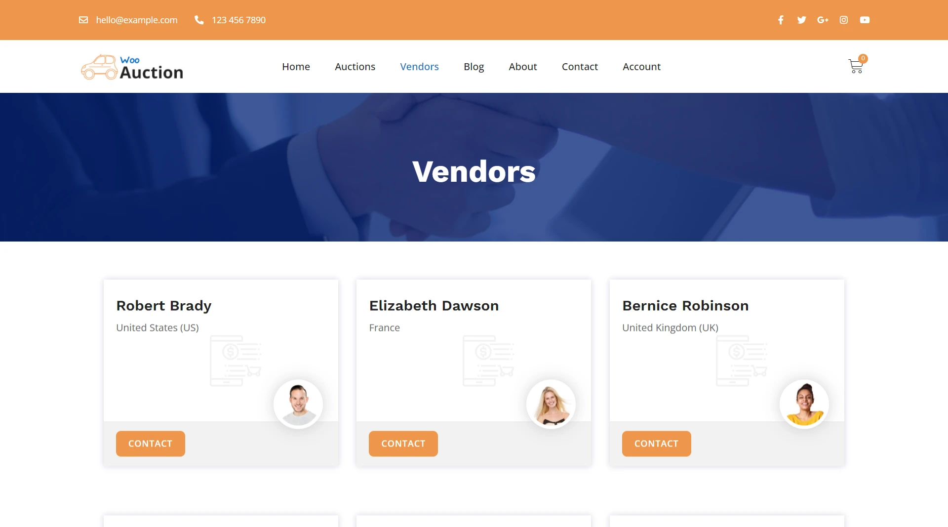 Auction website template - Vendors