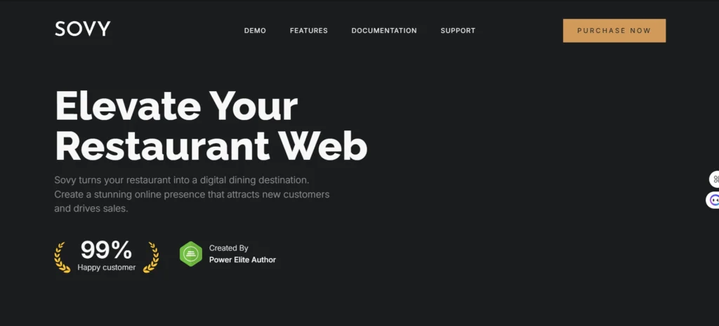 Downtown Restaurant WordPress Theme Sovy