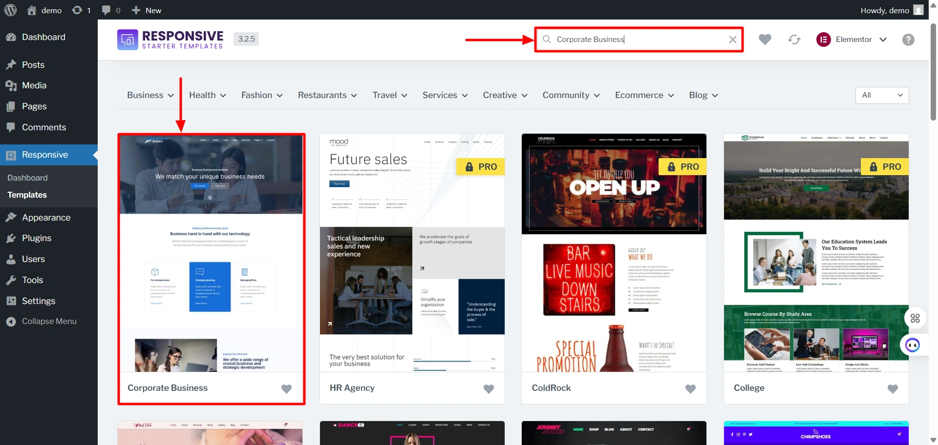 Search for Corporate Business