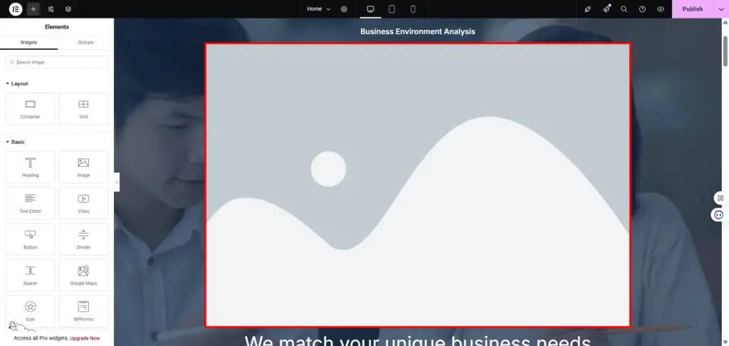 Place the widget