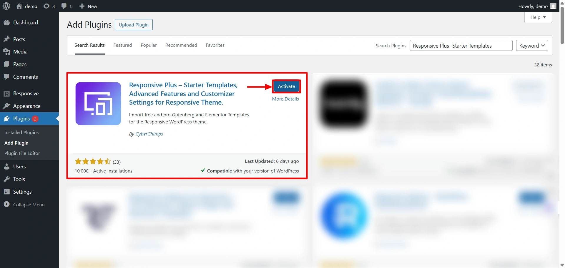 Activate plugin