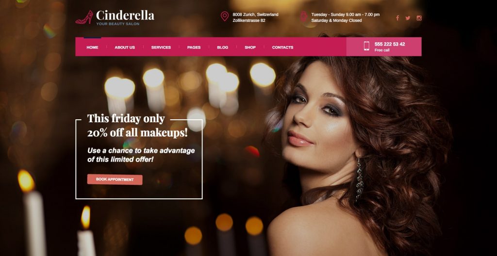 Cinderella Hair Salon WordPress theme