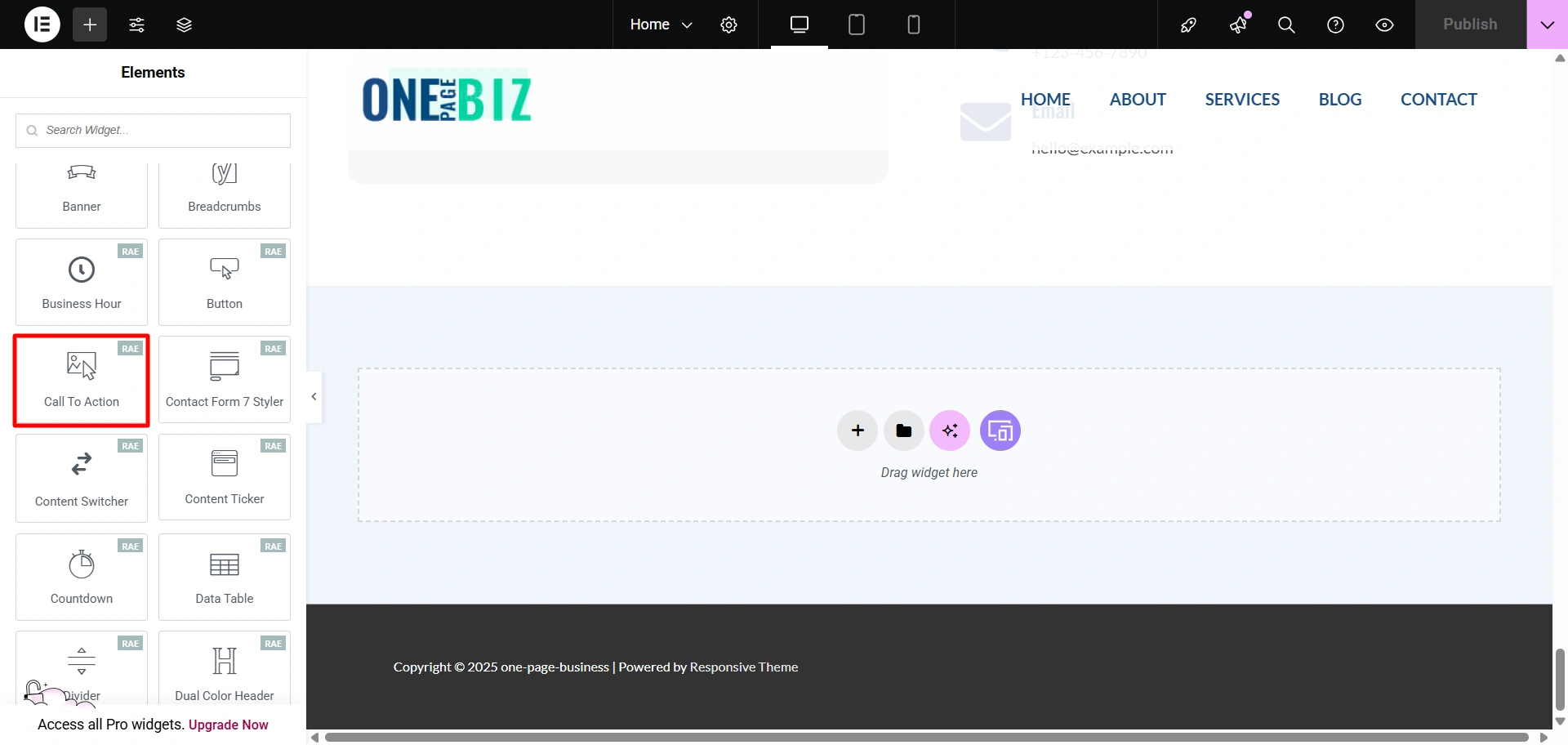 call to action widget