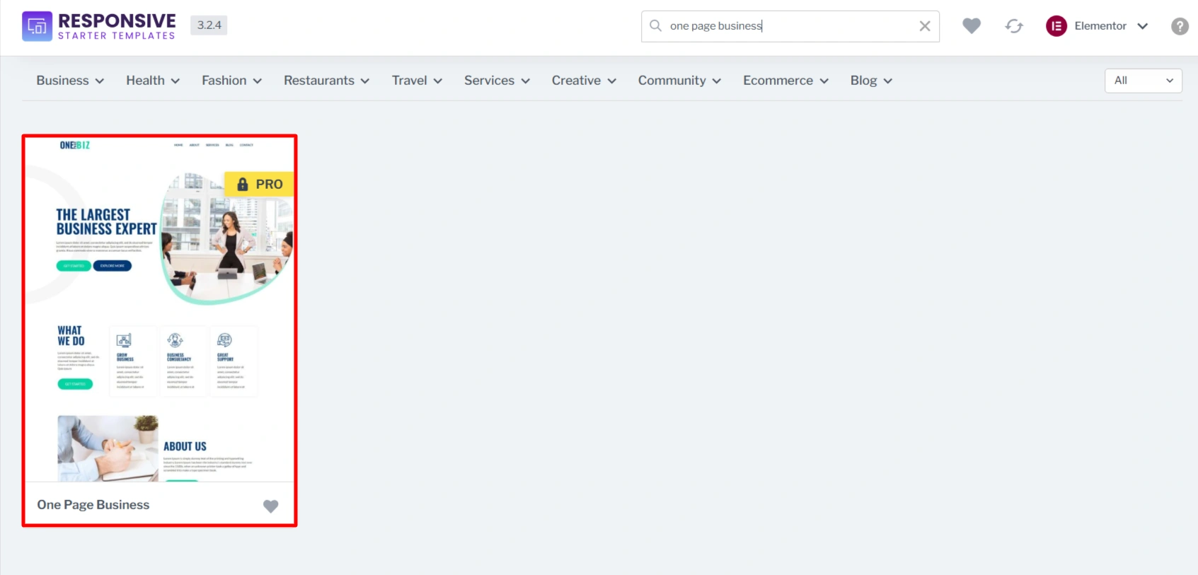 search for one page business