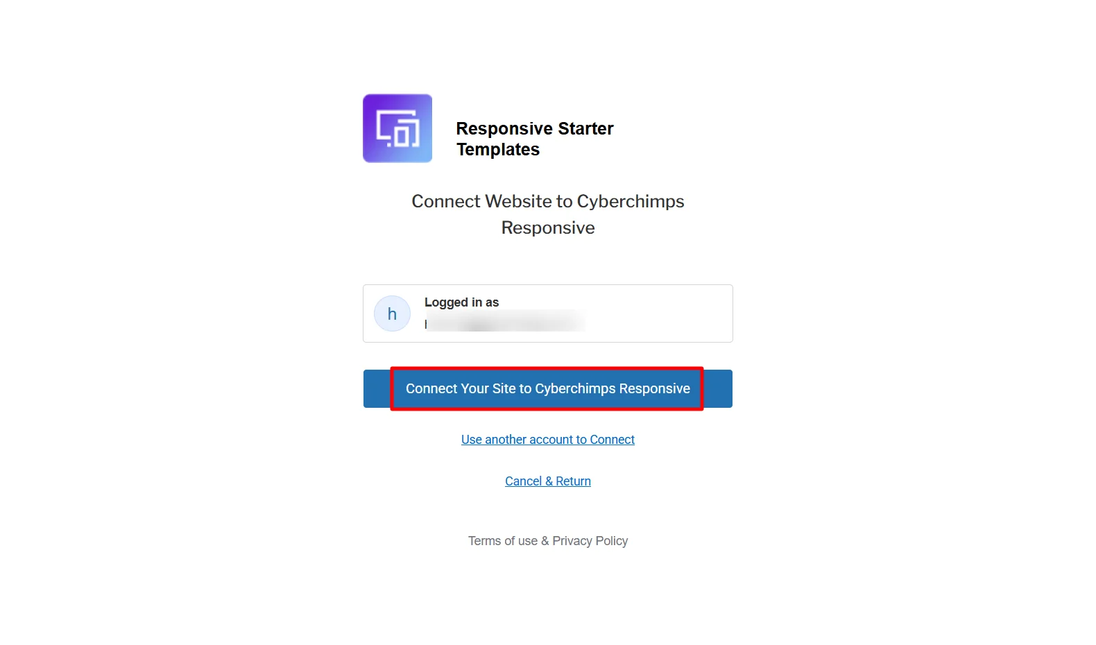 Connect your site to Cyberchimps