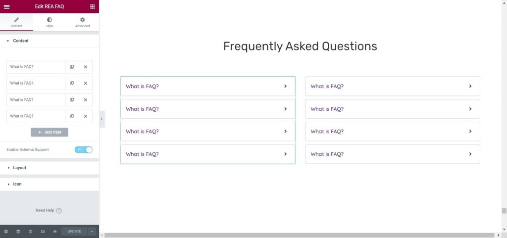 REA FAQ Widget