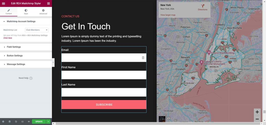 REA Mailchimp Styler Widget