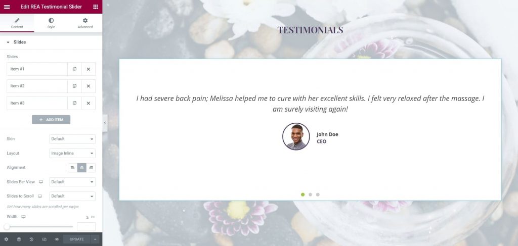 REA Testimonial Slider