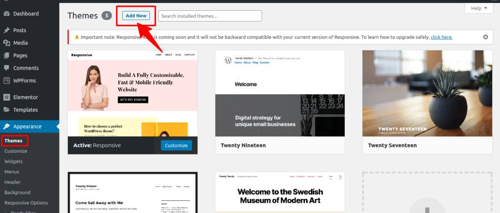 Add new WordPress theme