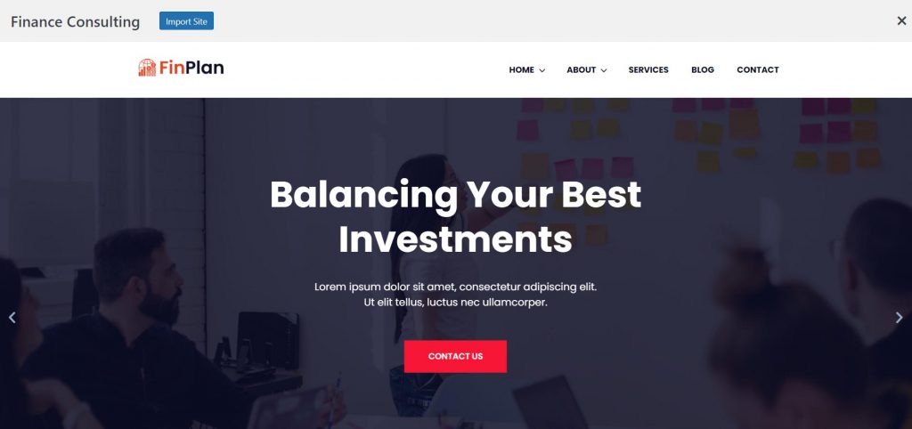 Importing Finance template using Responsive theme