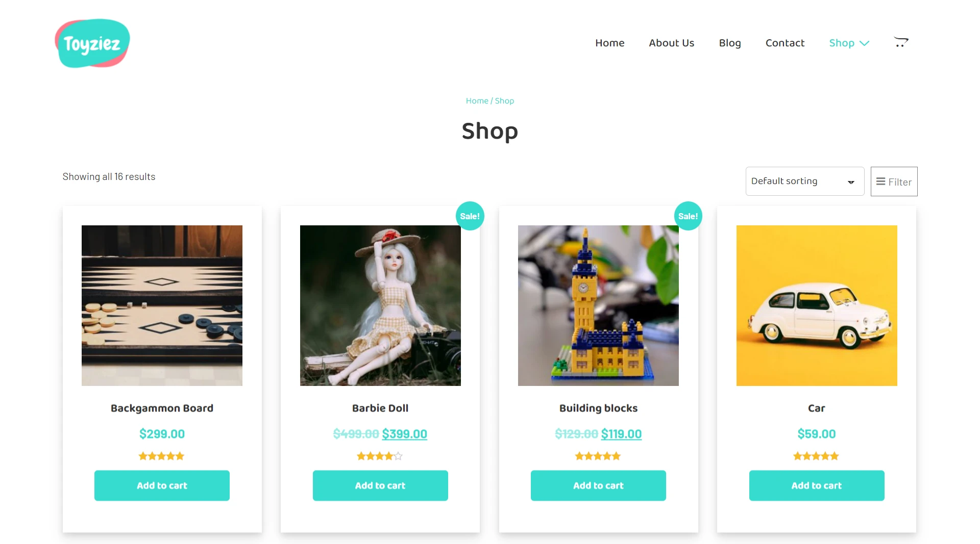 toy store website template
