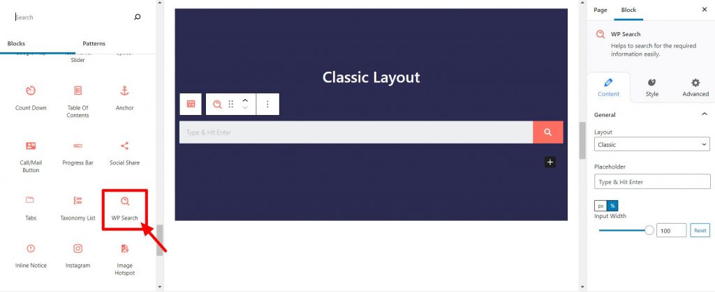 Gutenberg WP Search Block