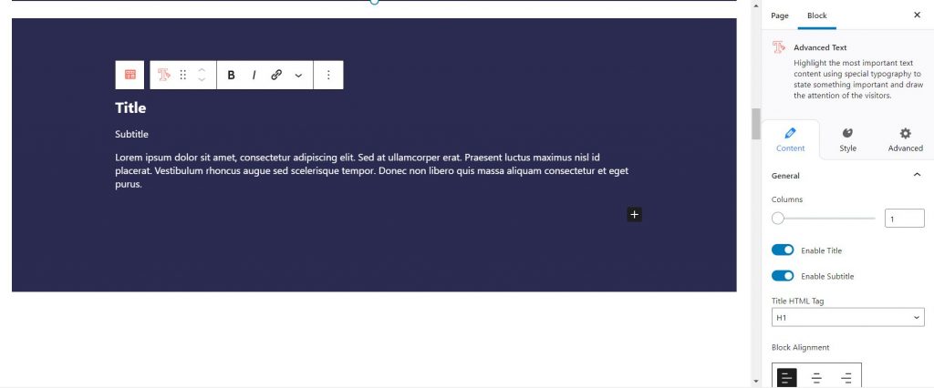RBEA Advanced Text Gutenberg Block