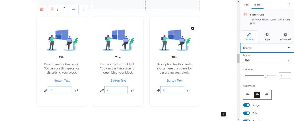 RBEA Feature Grid Gutenberg block