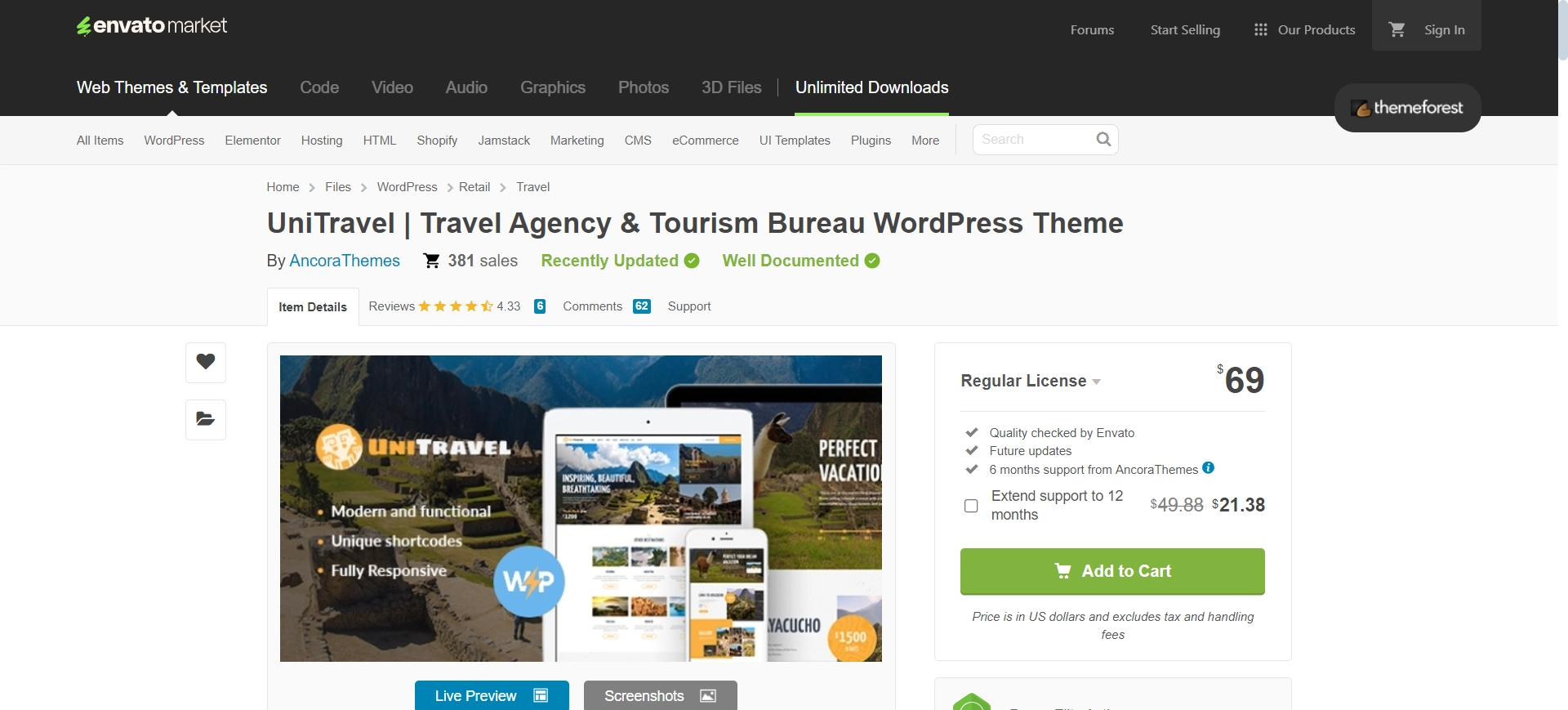 Uni Travel WordPress Theme