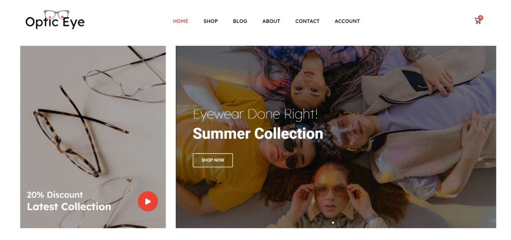 Optical store WordPress theme