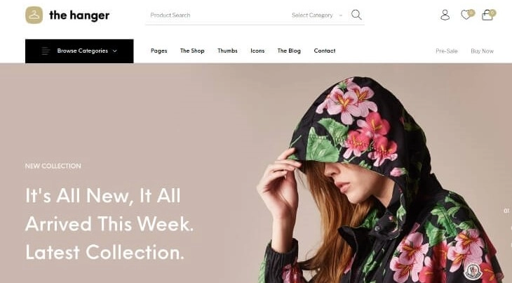 The Hanger E-Commerce WordPress theme