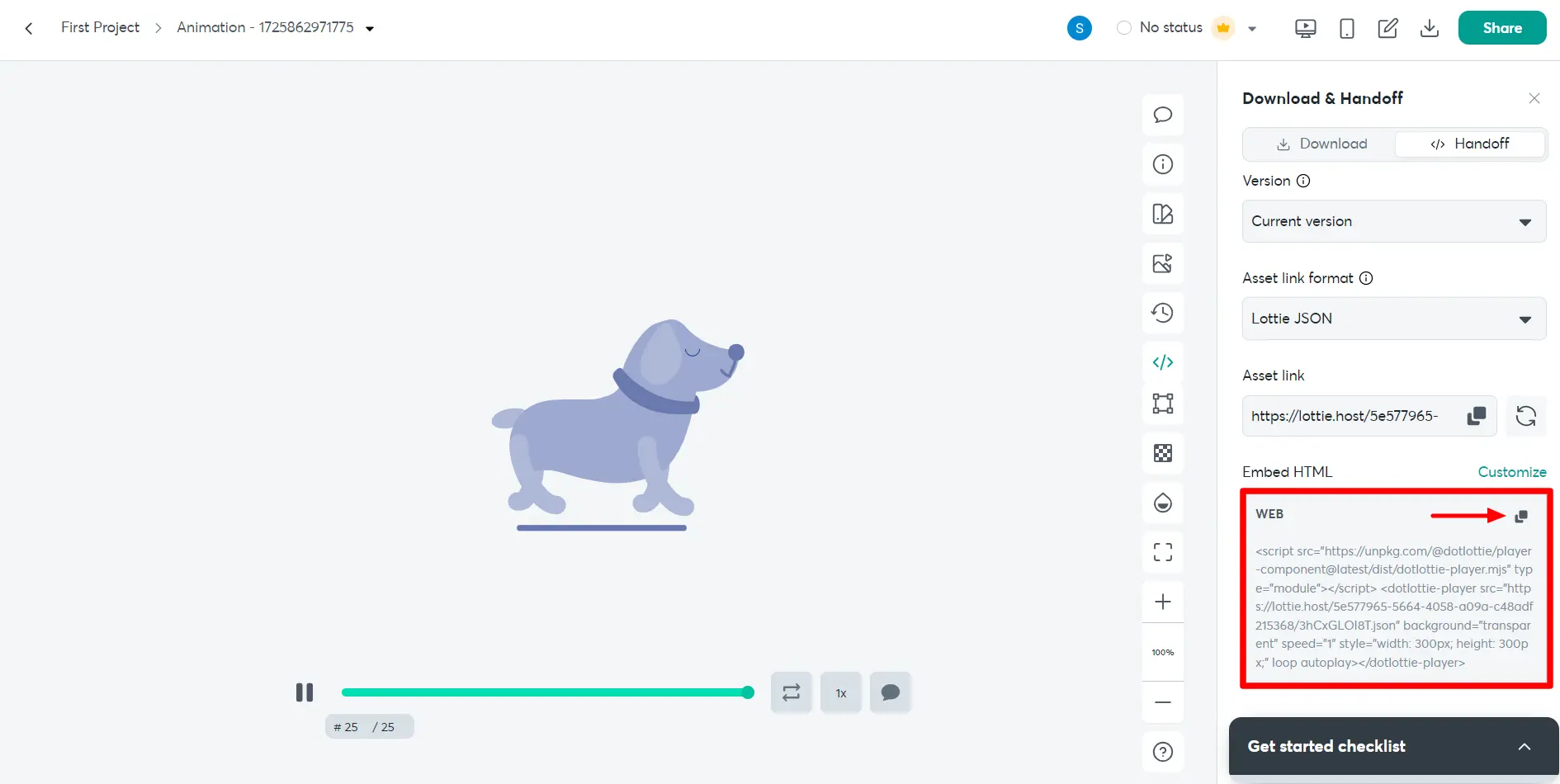 LottieFiles- Copying Generated code