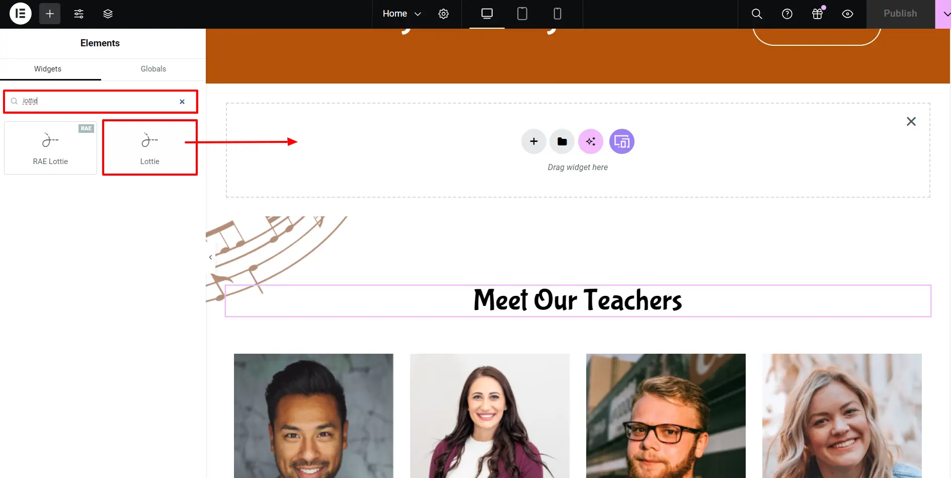 Inserting Lottie widget