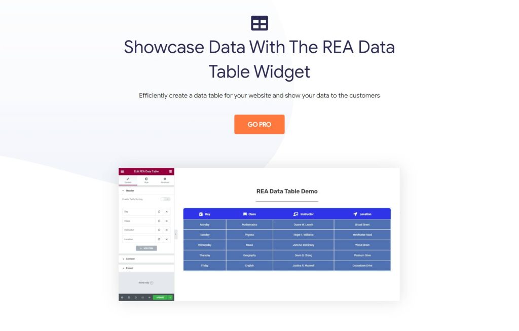 Data Table Widget - Responsive Elementor Widgets & Addons - Cyberchimps