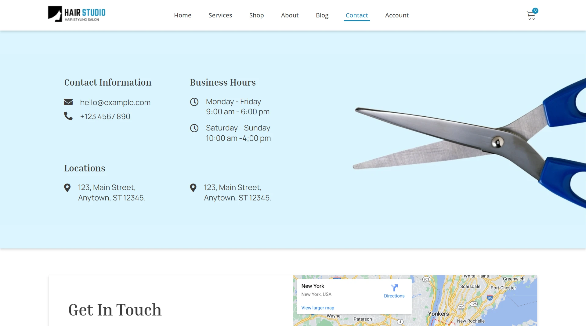 hair salon website template