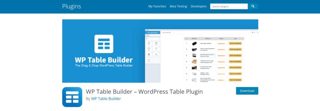 WP Table Builder – WordPress Table Plugin – WordPress plugin