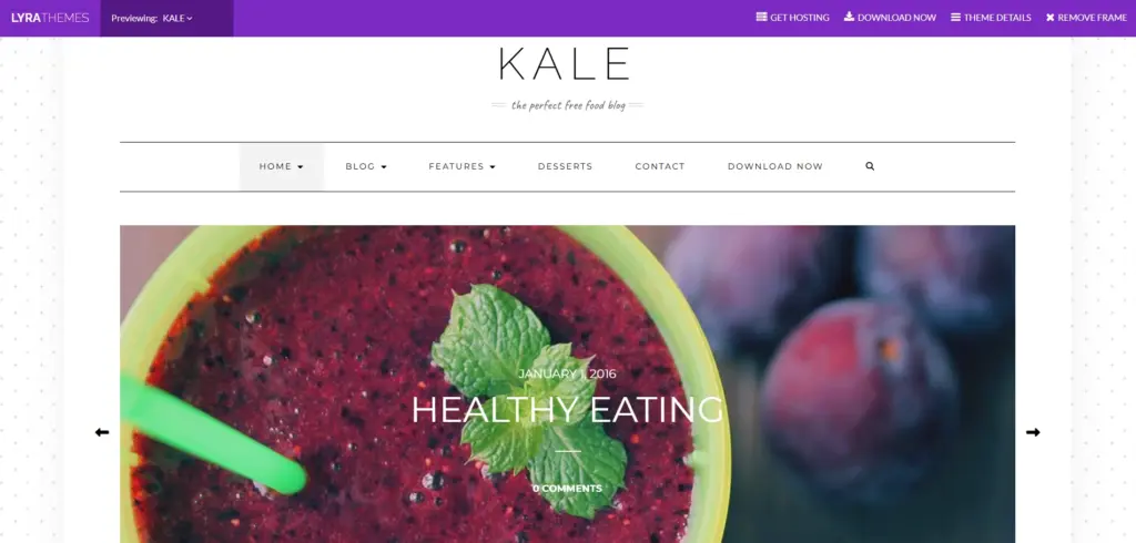 Kale Wordpress food blog theme