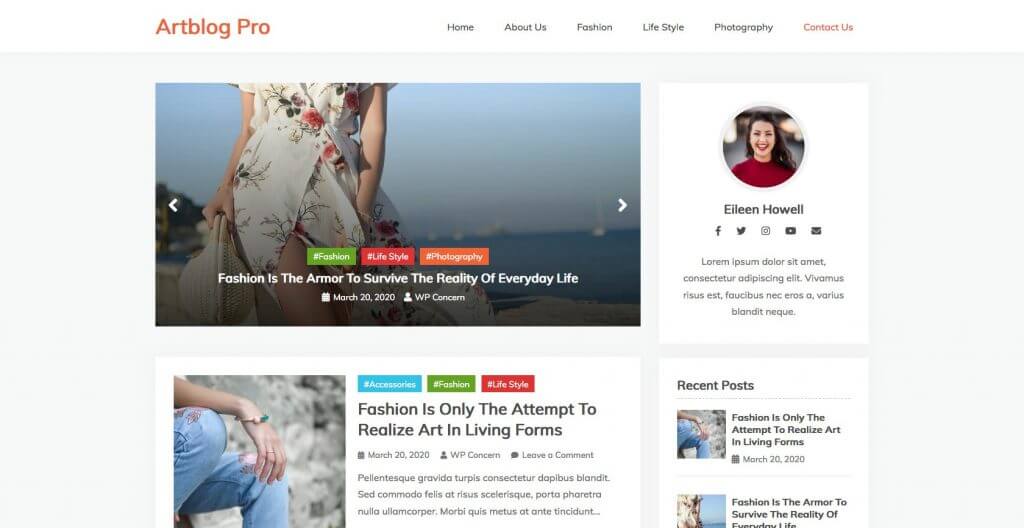 Artblog feminine WordPress themes