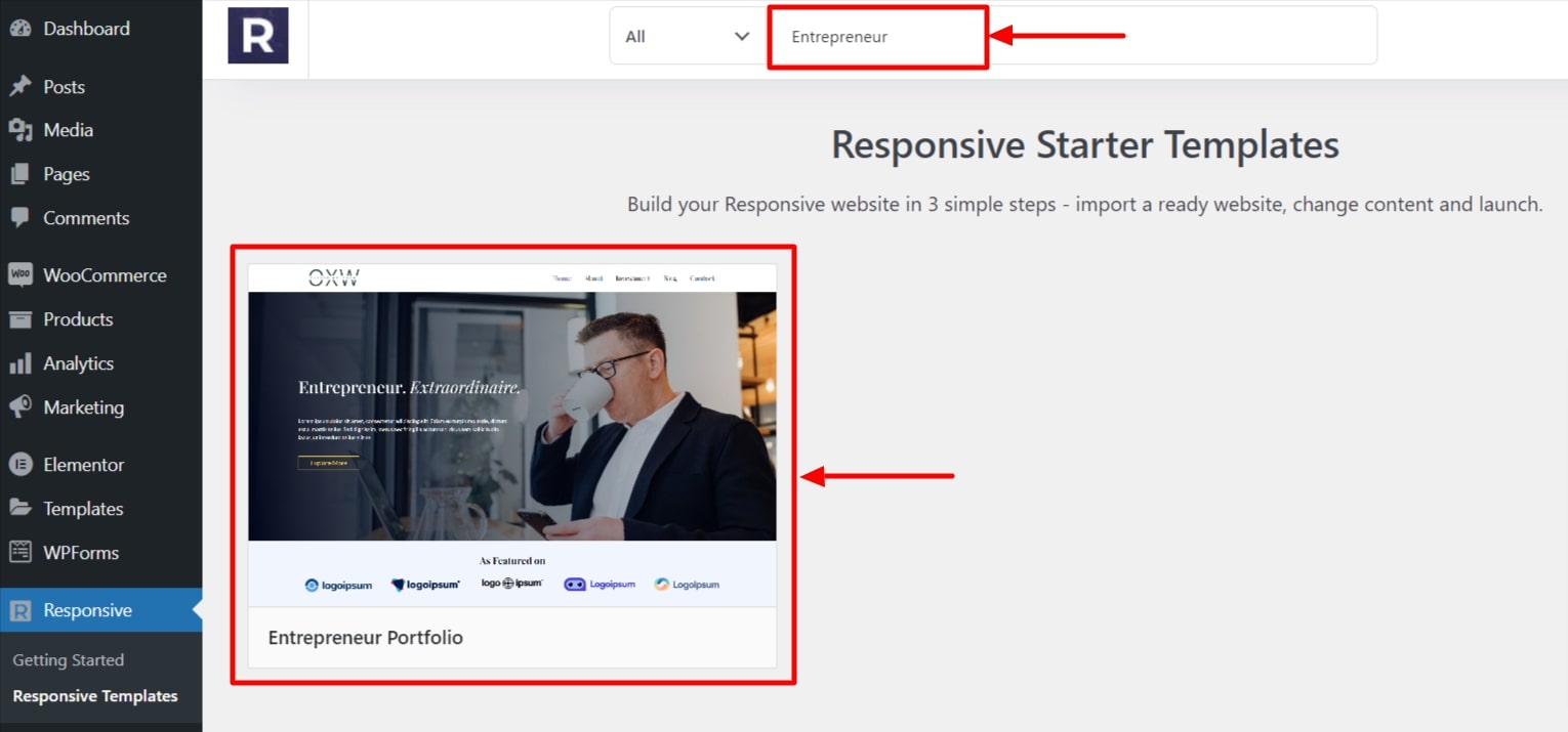 Search Entrepreneur Template